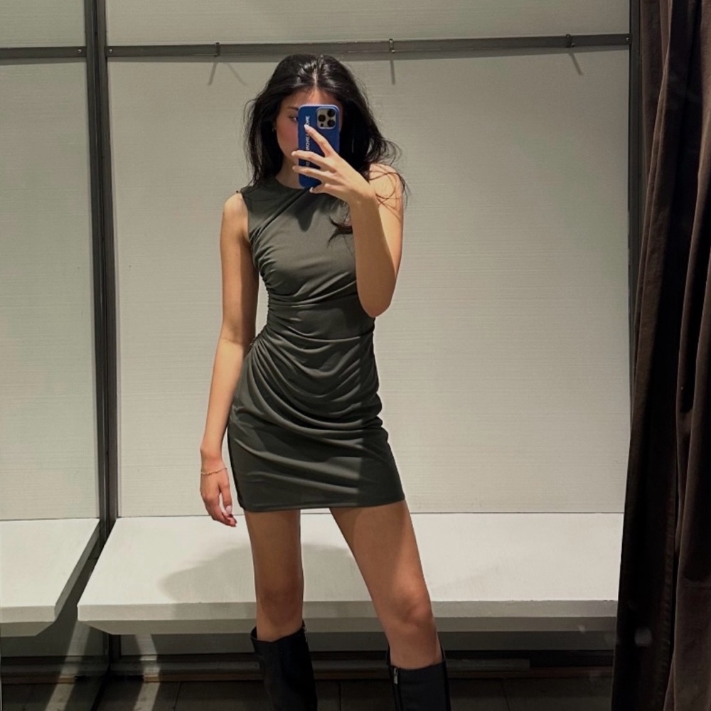 Zara Olive Green Mini Dress